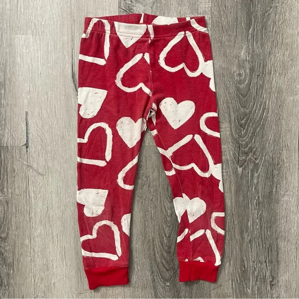 Carter’s Girl’s 2-Piece Red Valentine’s Day Hearts Snug Fit Cotton Pajamas Sz 5